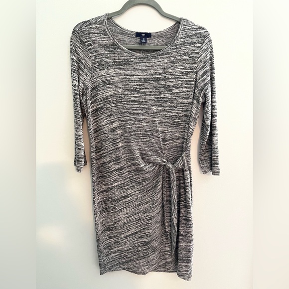 Gap 3/4 Sleeve Side Tie Heather Round Neck Knit Sweater Dress - Picture 1 of 4
